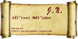 Járosi Nándor névjegykártya